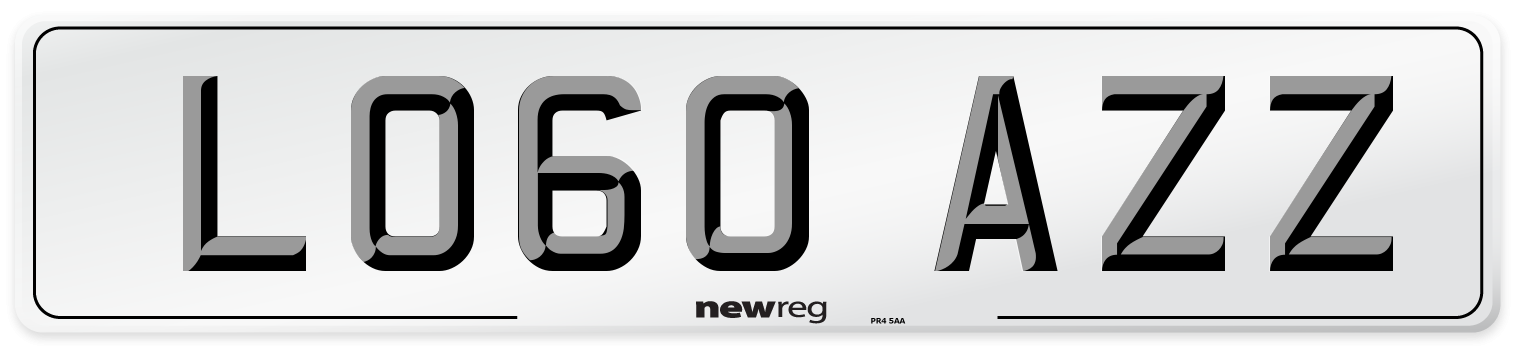 LO60 AZZ Number Plate from New Reg